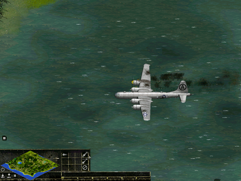 Eine schwer angeschlagene B-29 auf dem Weg zurück zur Basis
